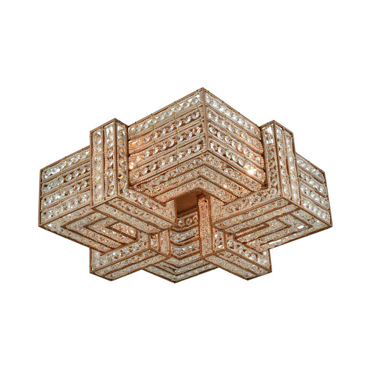 Lexicon 4 Light Flush in Matte Gold with Clear Crystal