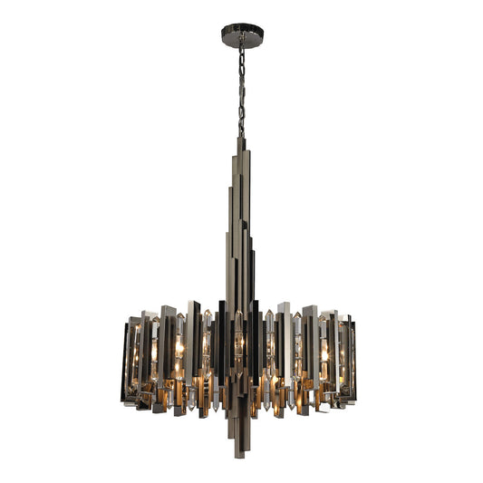Industrialist 8 Light Chandelier In Polished Nickel 30"wide