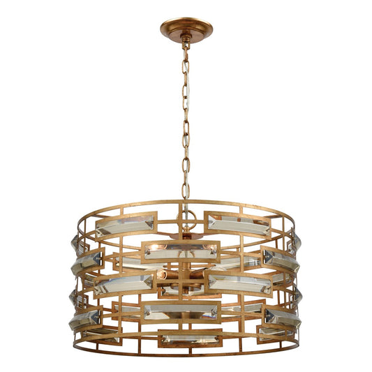 Gold Metro Crystal 22" 5 Light Pendant