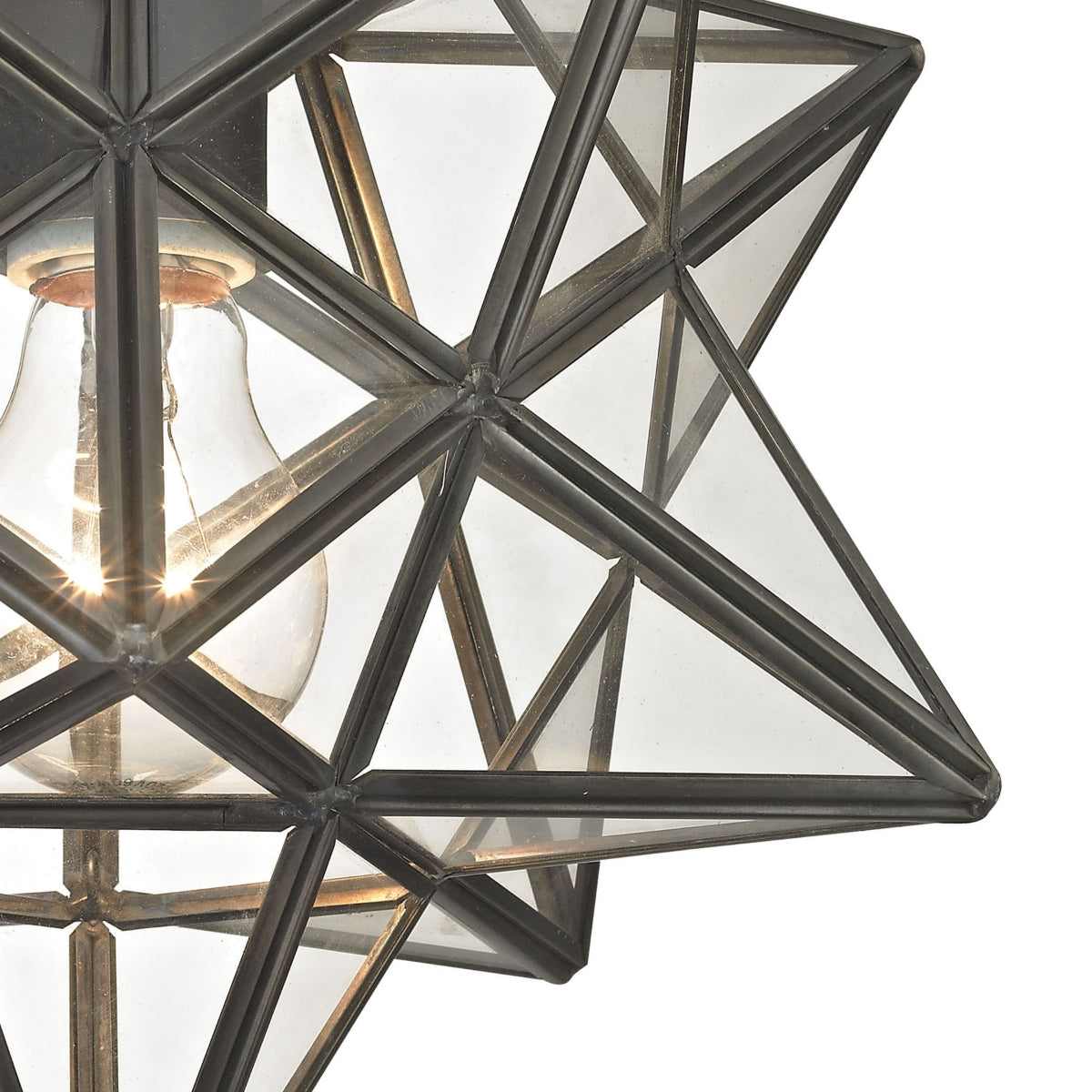 Moravian Star Flush Mount - Bronze With Clear Glass