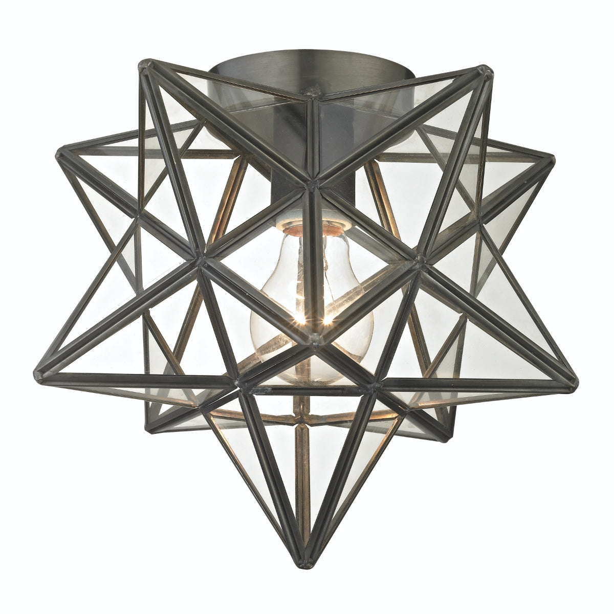 Moravian Star Flush Mount - Bronze With Clear Glass