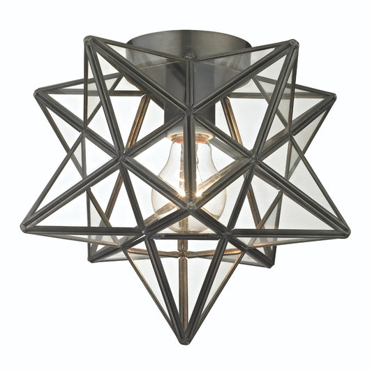 Moravian Star Flush Mount - Bronze With Clear Glass