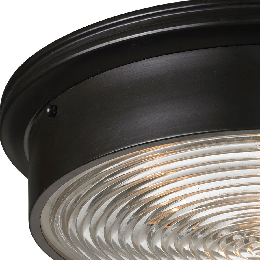 3 light flushmount in Oiled Bronze