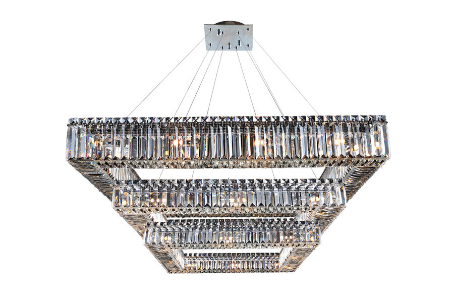 Quadro 35 Inch Square 3 Tier Pendant