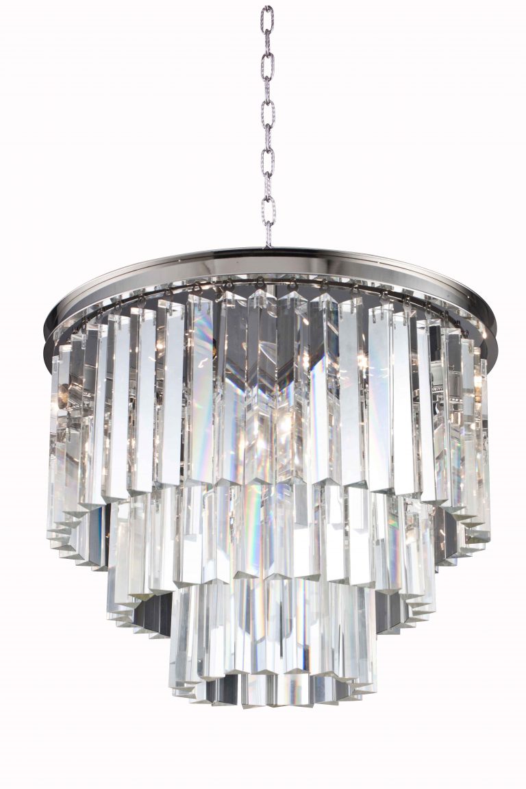 Sydney 9 light Polished nickel Chandelier Clear Royal Cut Crystal