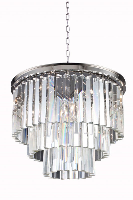Sydney 9 light Polished nickel Chandelier Clear Royal Cut Crystal