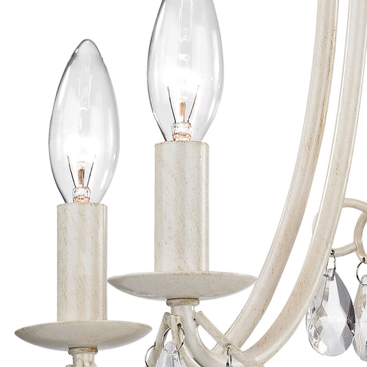 MINI CHANDELIER IN ANTIQUE CREAM AND CLEAR
