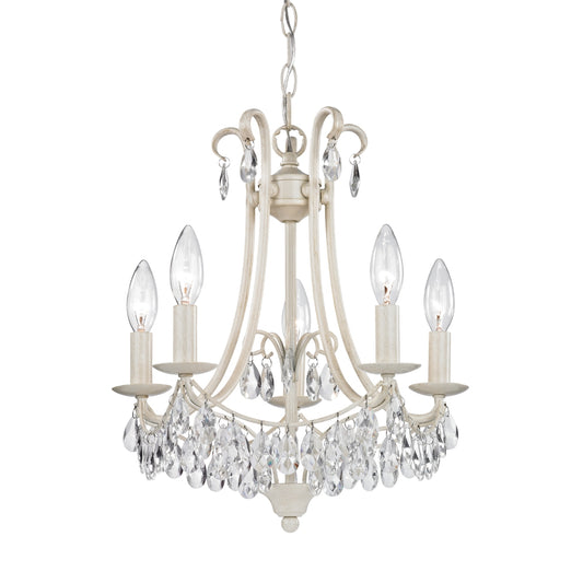 MINI CHANDELIER IN ANTIQUE CREAM AND CLEAR
