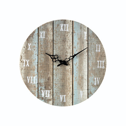 WOODEN  ROMAN NUMERAL OUTDOOR WALL CLOCK.