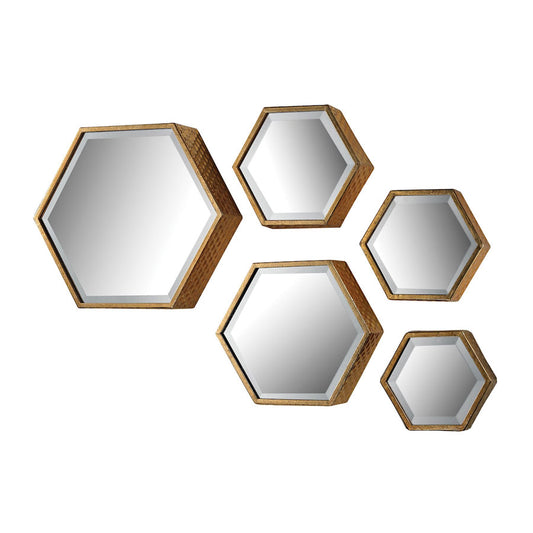 Hexagonal mirror. - Set of 5