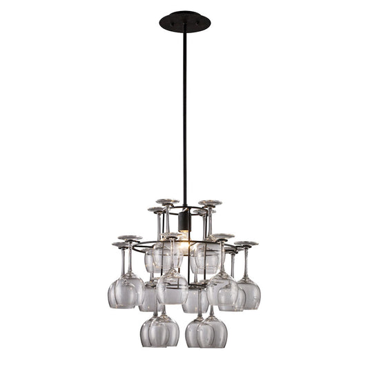 Vintage 1-Light Chandelier in Dark Rust with Glass