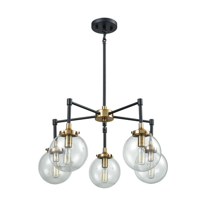 Boudreaux 5 Chandelier Matte Black/Antique Gold