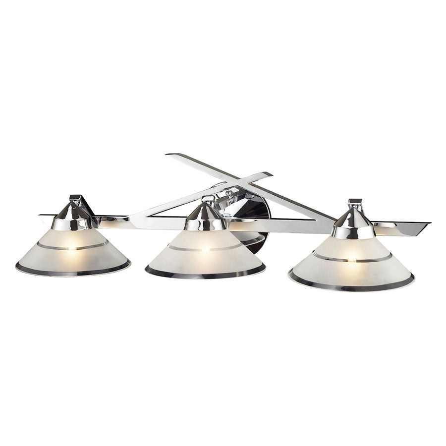Refraction Collection 3-Light Linear W/Satin Glass W/Stripe