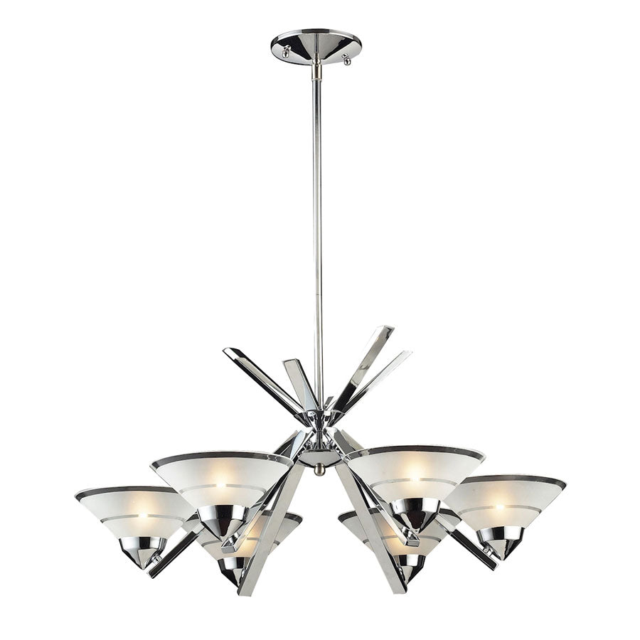 Refraction Collection 6-Lt Chandelier Satin Gl W/Clear Stripe