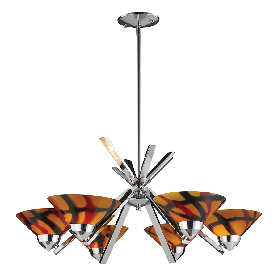Refraction Collection 6-Lt Chandelier Jas Glass