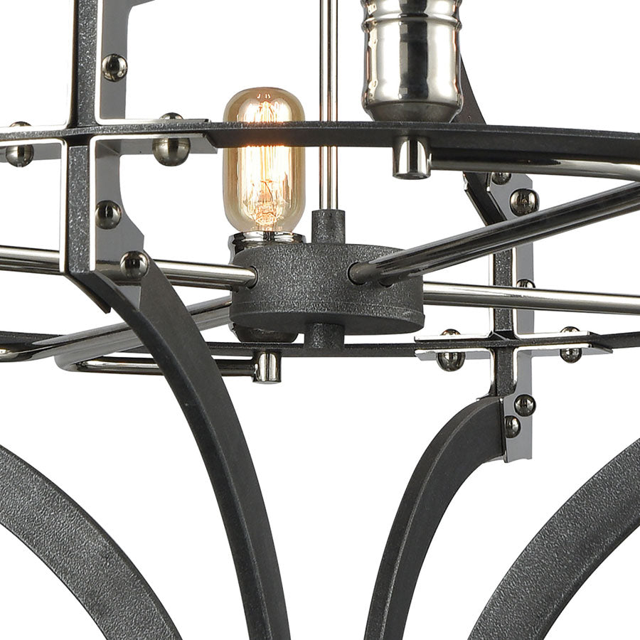 Riveted Plate 8 Chandelier Silverdust Iron/Polished Nickel