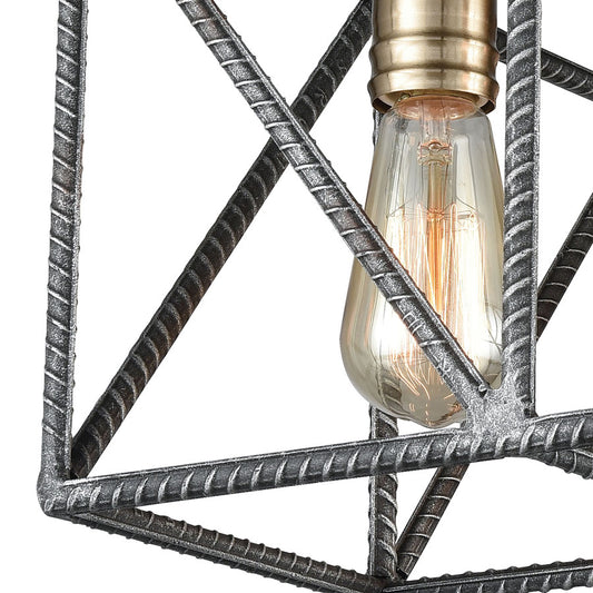 Crossbar 4 Semi Flush Silverdust Iron/Satin Brass