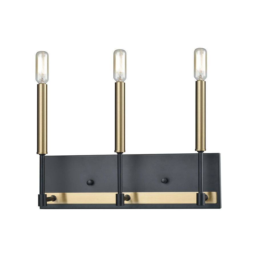 Livingston 3 Vanity Matte Black/Satin Brass