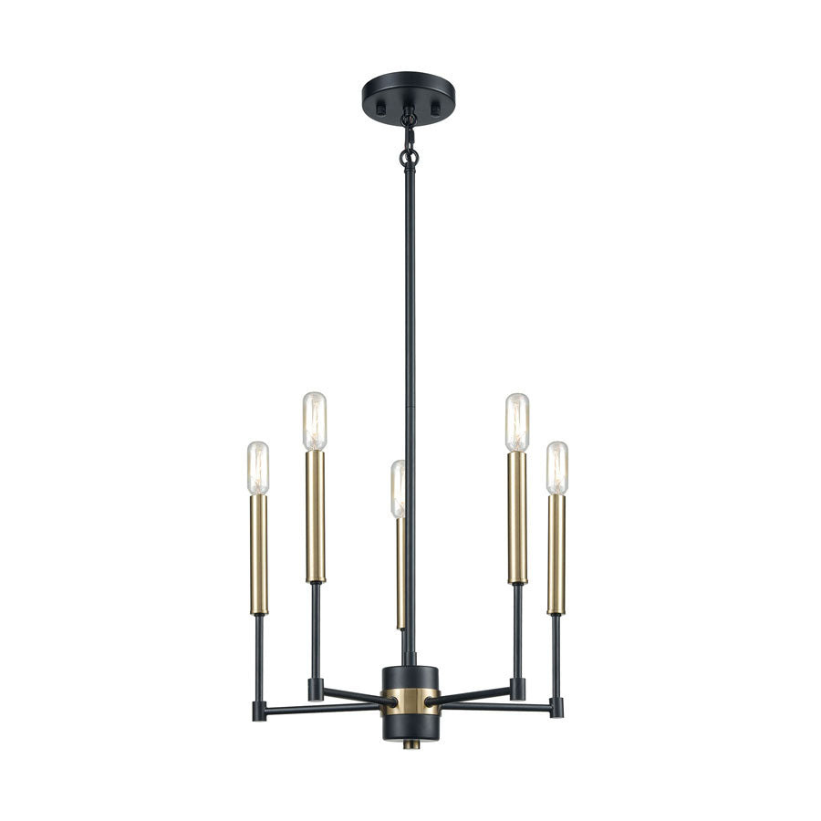 Livingston 5 Chandelier Matte Black/Satin Brass