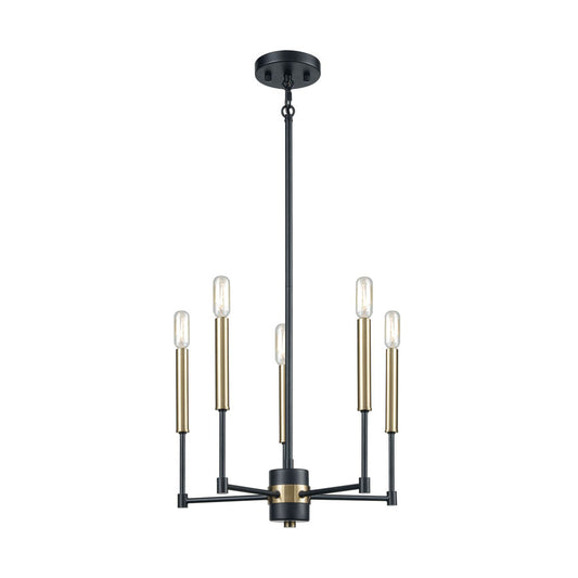 Livingston 5 Chandelier Matte Black/Satin Brass