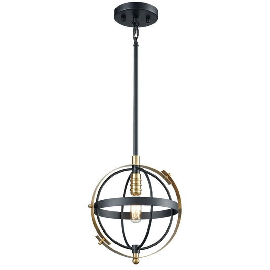 Caldwell 10" Pendant Matte Black/Satin Brass