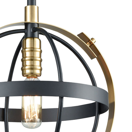 Caldwell 10" Pendant Matte Black/Satin Brass