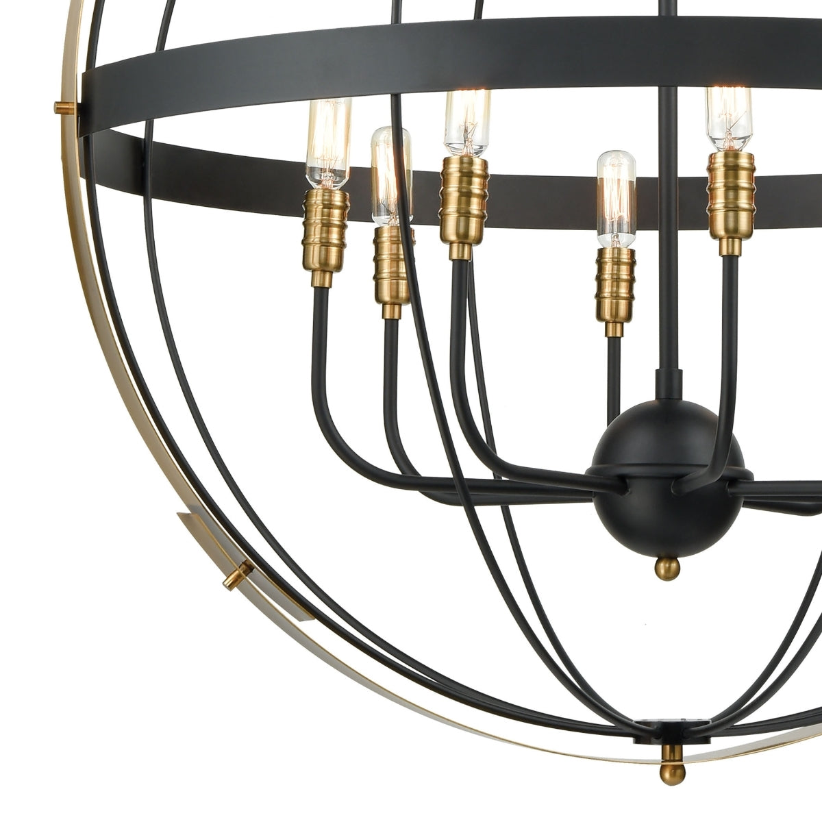 Caldwell 8 Pendant Matte Black/Satin Brass