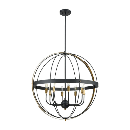 Caldwell 8 Pendant Matte Black/Satin Brass