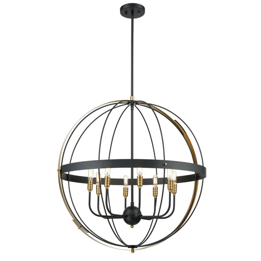 Caldwell 8 Pendant Matte Black/Satin Brass