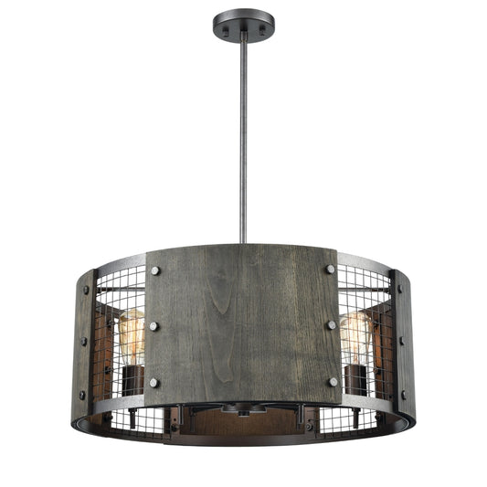 Halstead 6 Pendant Ash Gray/Dark Gray Wood