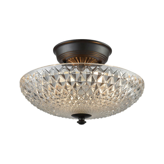Sweetwater 2 Light Semi Flush in Oil Rubbed Bronze with Clear Crystal Glass