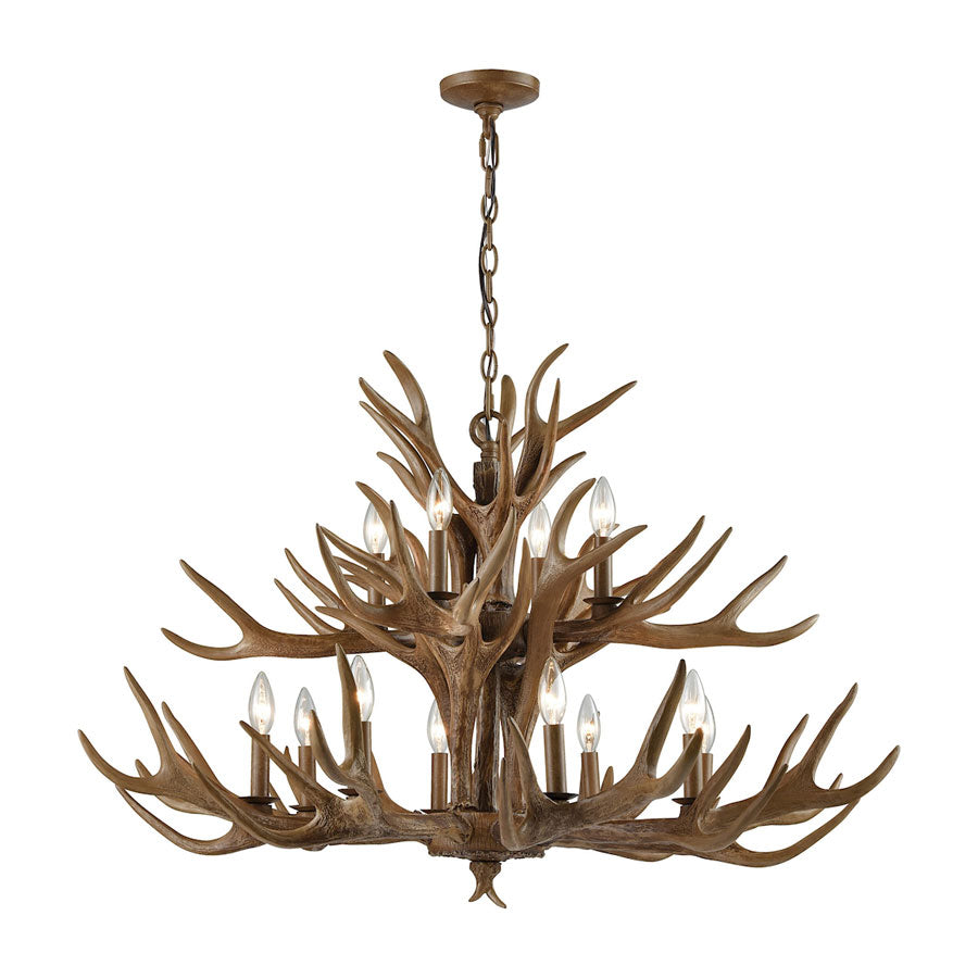 ELK 12 Light Chandelier in Wood Brown