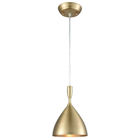 Spun Aluminum 1 Light Pendant in French Brass