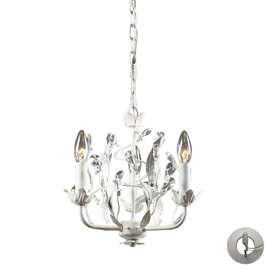 Circeo 3 Light Chandelier in Antique White - Includes Adapter Kit