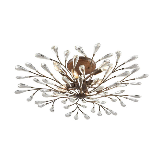 Crislett 8 Light Semi Flush in Sunglow Bronze with Clear Crystal