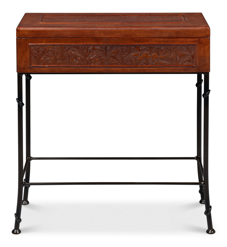 Botanical Leather Box On Stand