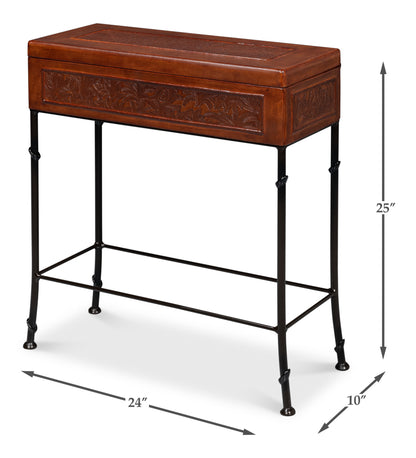 Botanical Leather Box On Stand