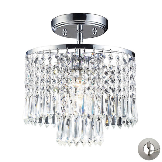 Optix 1 Light Flushmount in Polished Chrome and Clear Crystal - Includes Adapter Kit
