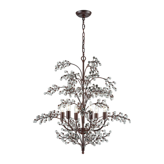Winterberry 6 Light Chandelier in Antique Darkwood with Clear Glass Balls