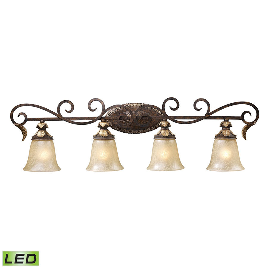 4 Light Vanity Lt in Burnt Bronze - LED, 800 Lumens (3200 Lumens Total) with Full Scale Dimming Rang