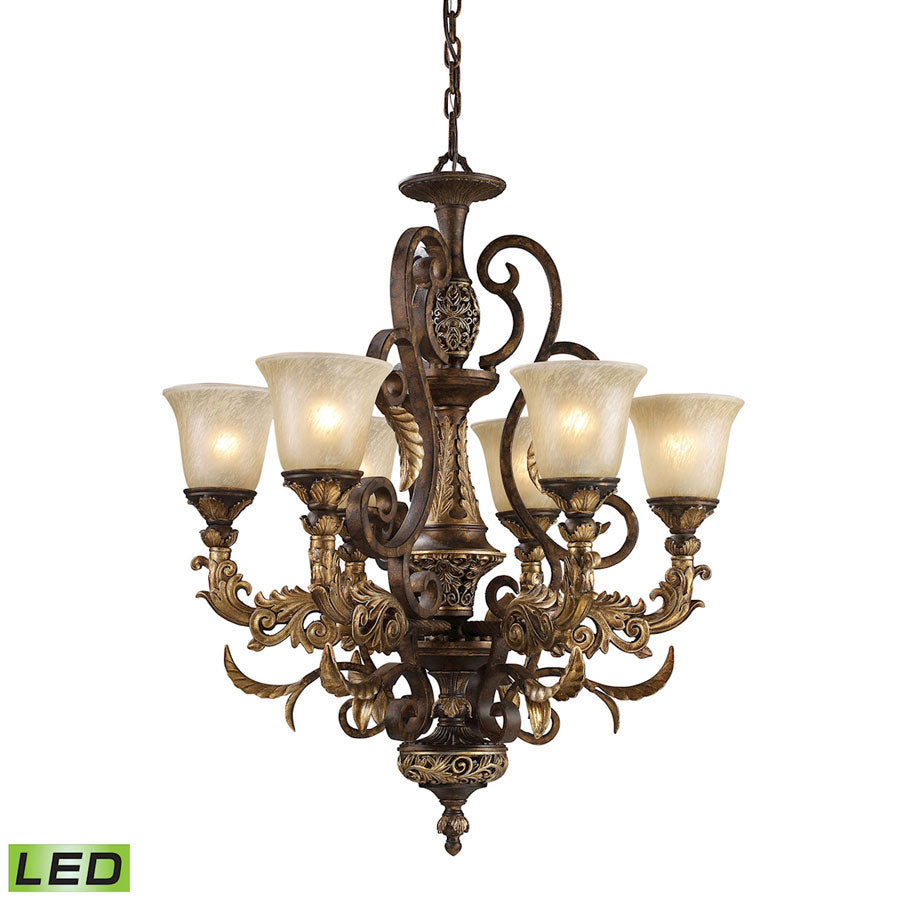 6 Light Chandelier in Burnt Bronze - LED, 800 Lumens (4800 Lumens Total) with Full Scale Dimming Ran