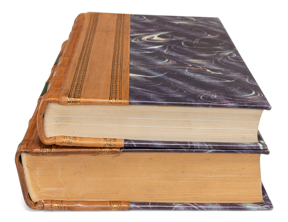 Faux Tan Leather Books Set Of 24