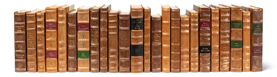 Faux Tan Leather Books Set Of 24