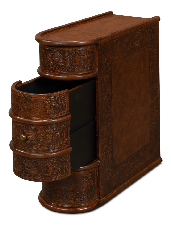 Barnes Leather Book Side Table