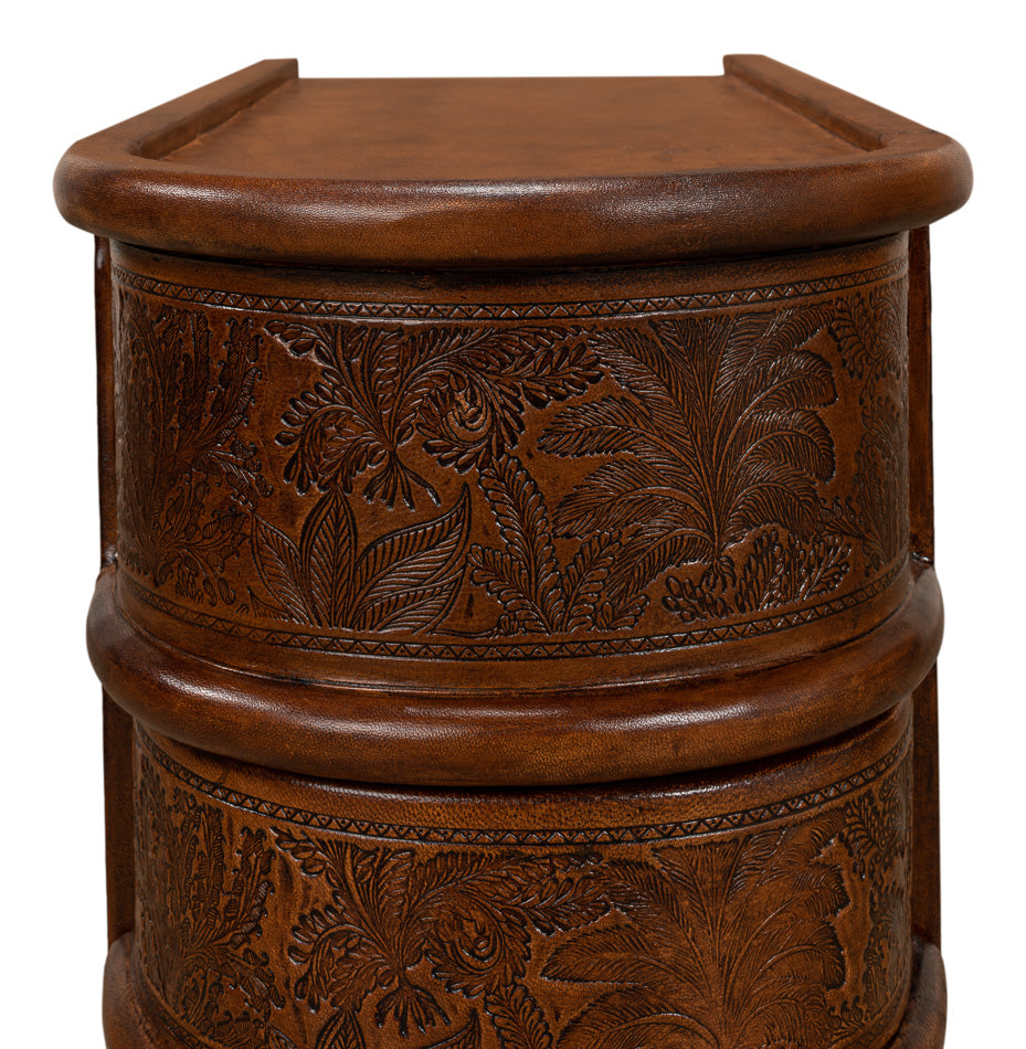 Barnes Leather Book Side Table