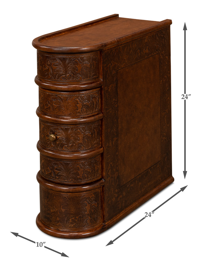 Barnes Leather Book Side Table