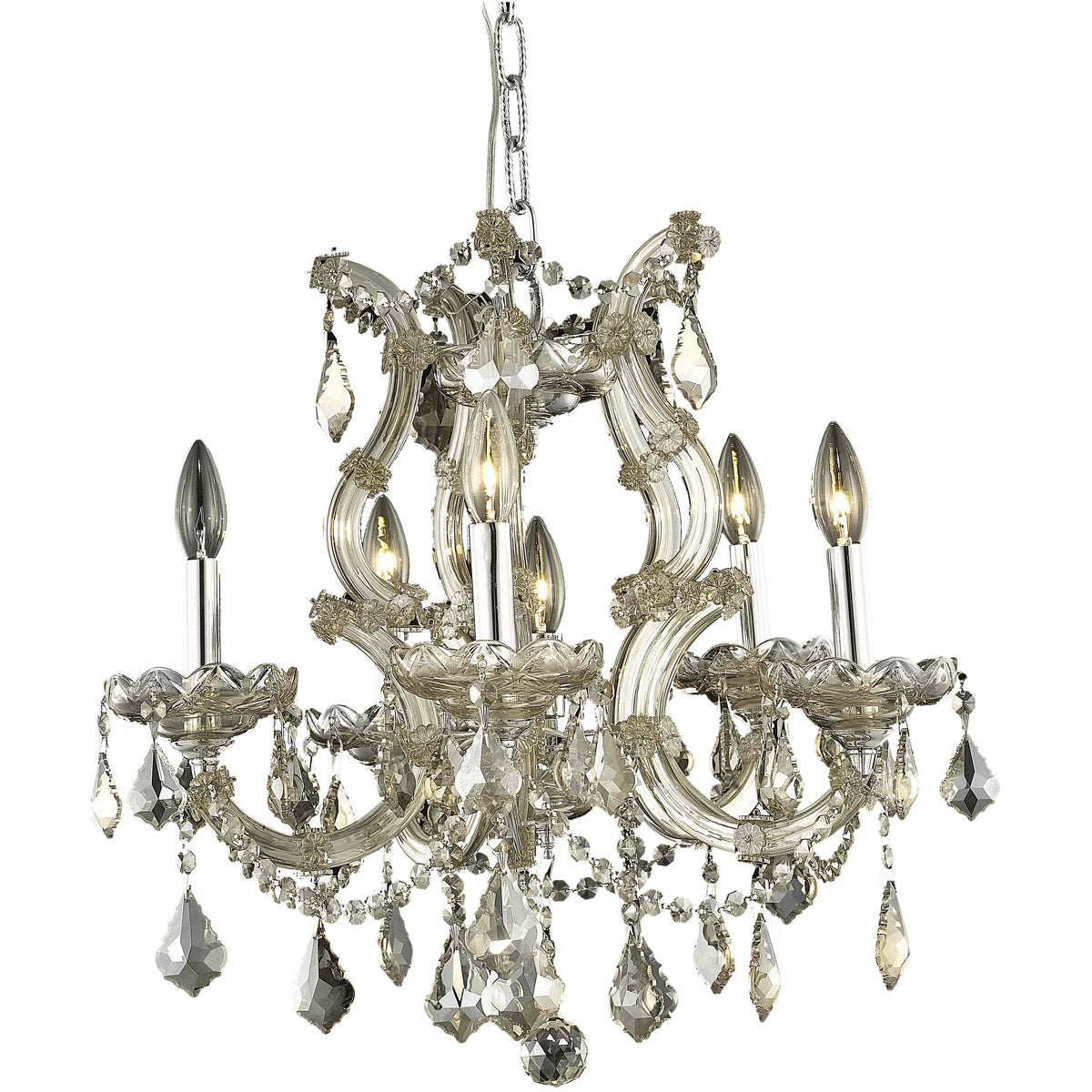 Maria Theresa Coll. Chandelier Golden Teak Finish 6Lt