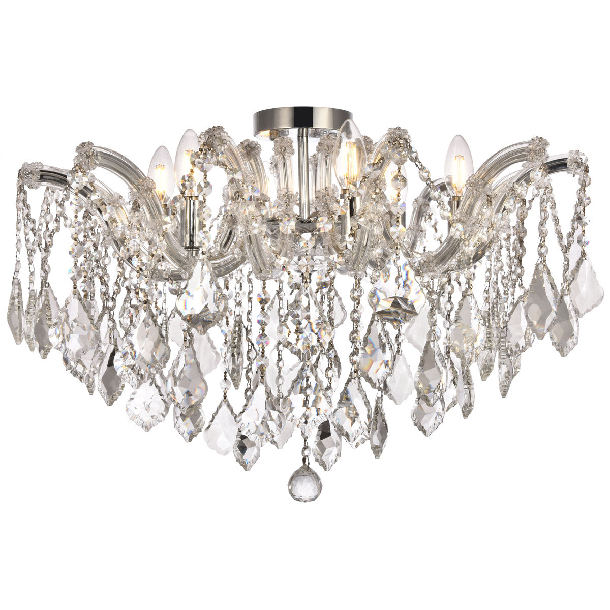 Maria Theresa 6 Light 24 inch Chrome Flush Mount Ceiling Light in Royal Cut
