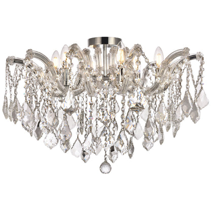 Maria Theresa 6 Light 24 inch Chrome Flush Mount Ceiling Light in Royal Cut