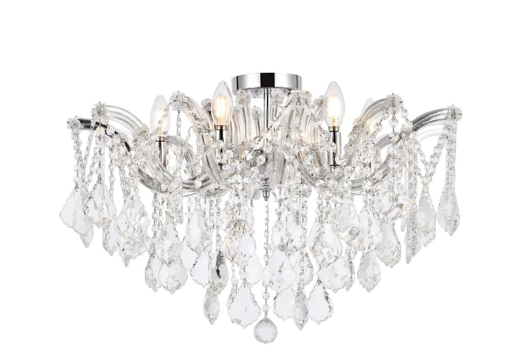 Maria Theresa 6 Light 24 inch Chrome Flush Mount Ceiling Light in Royal Cut